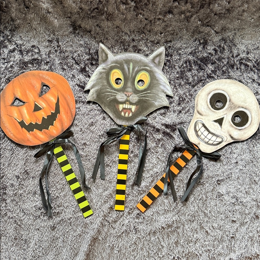 Set of 3 Vintage Style Halloween Masks by Bonnie Barrett for Bethany Lowe
